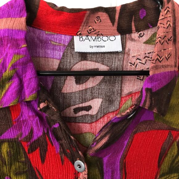 Bamboo by Melrose abstract and floral design button down shirt - Picture 2 of 5